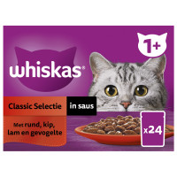 Whiskas 1+ Classic Selectie In Saus Maaltijdzakjes Multipack - Kattenvoer - 24x85 g