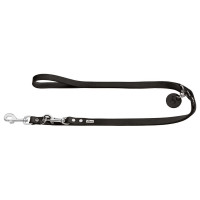 Hunter Verstelbare Looplijn Leder Zwart - Hondenriem - 200x1.3 cm