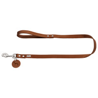 Hunter Looplijn Leder Cognac - Hondenriem - 110x1.3 cm