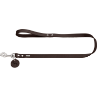 Hunter Looplijn Leder Donkerbruin - Hondenriem - 110x1.3 cm