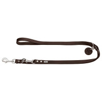 Hunter Verstelbare Looplijn Leder Donkerbruin - Hondenriem - 200x1.6 cm