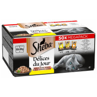 Sheba Delices Du Jour - Multipack Pouch - Kattenvoer - Gevogelte Gelei 50x50 g