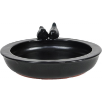 Best For Birds Vogelbad Keramiek Rond - Drinkbak - 33x31x11 cm Grijs Blauw