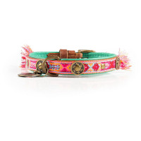 Dwam Halsband Boho Rosa - Hondenhalsband - Pink&Turquoise 23-29x2 Cm