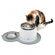 Catit Placemat Peanut Inclusief Rvs Bakje 35x23x3 cm - Kattendrinkbak - Grijs