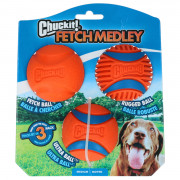 Chuckit Fetch Medley Gen3 - Hondenspeelgoed - Ø6 cm Oranje Blauw