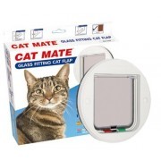 op=op Catmate Kattendeur 210 Glas Wit - 4-voudig afsluitsysteem